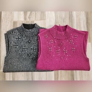 Tanjay sleeveless metallic sequin top bundle size small